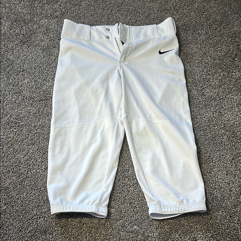 White Nike short baseball pants